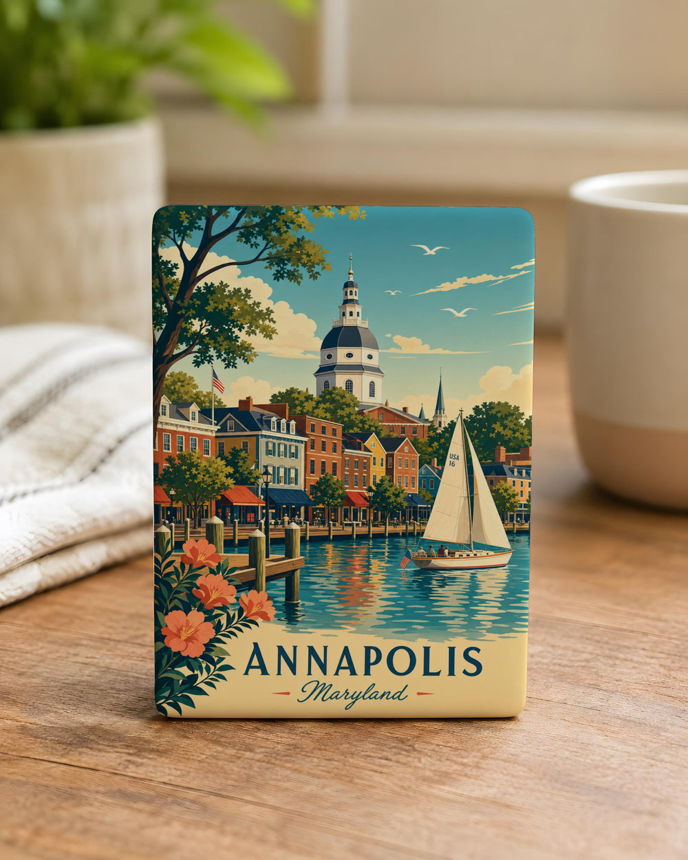 Annapolis Maryland Fridge Magnet, Annapolis Souvenir Magnet, Maryland Travel Gift, Annapolis Waterfront Keepsake Magnet