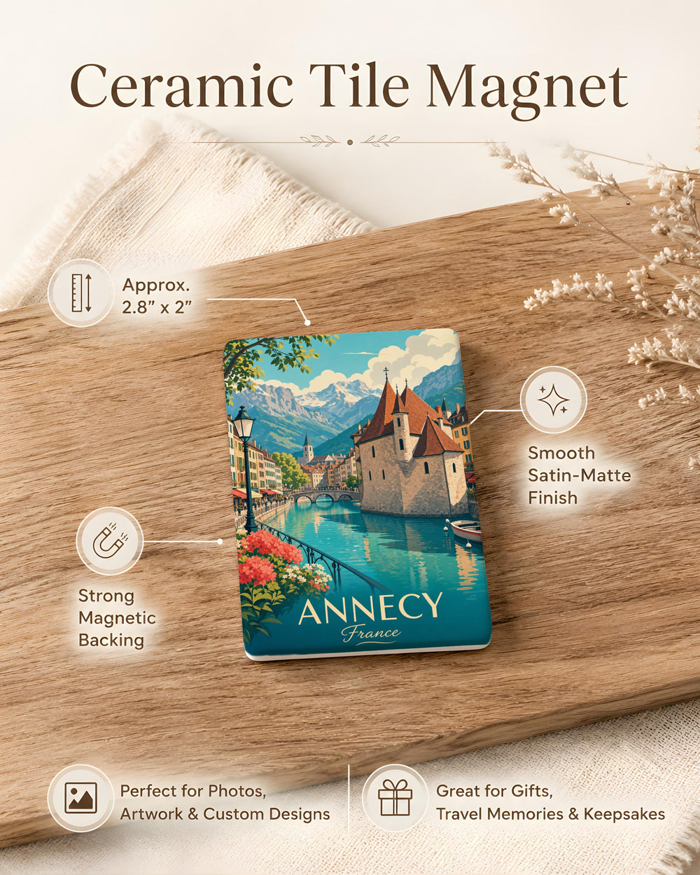 Annecy France Fridge Magnet, Annecy Old Town Souvenir, Lake Annecy Travel Magnet, French Alps Vacation Keepsake Magnet