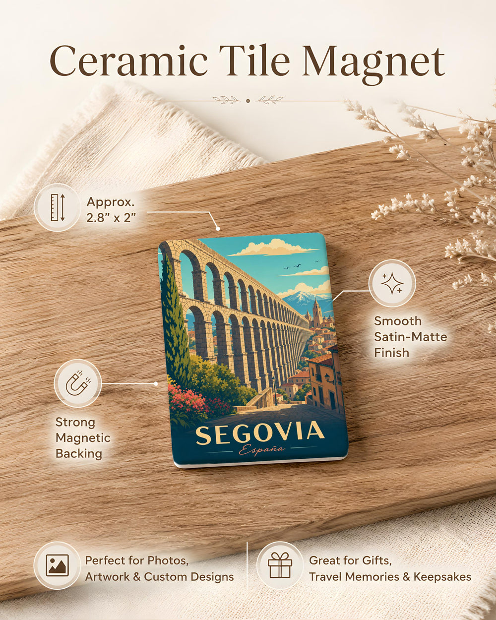 Aqueduct of Segovia Fridge Magnet, Spain Landmark Souvenir Magnet, Roman Aqueduct Travel Keepsake Gift