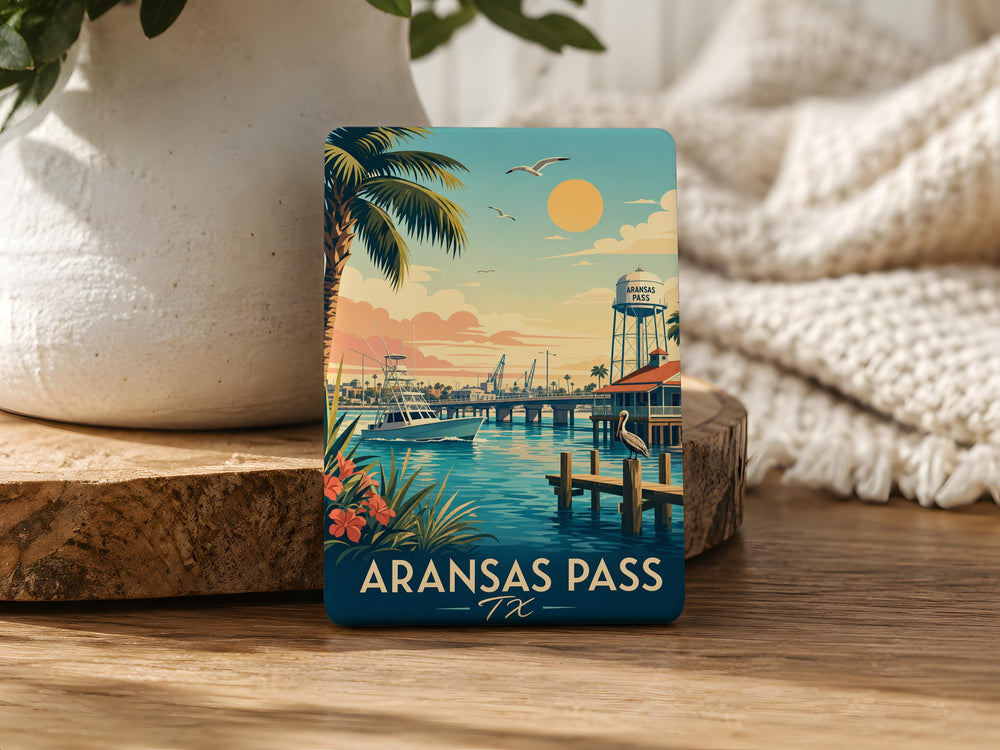 Aransas Pass TX Fridge Magnet, Texas Coastal Town Souvenir, Port Aransas Area Gift, Gulf Coast Travel Keepsake