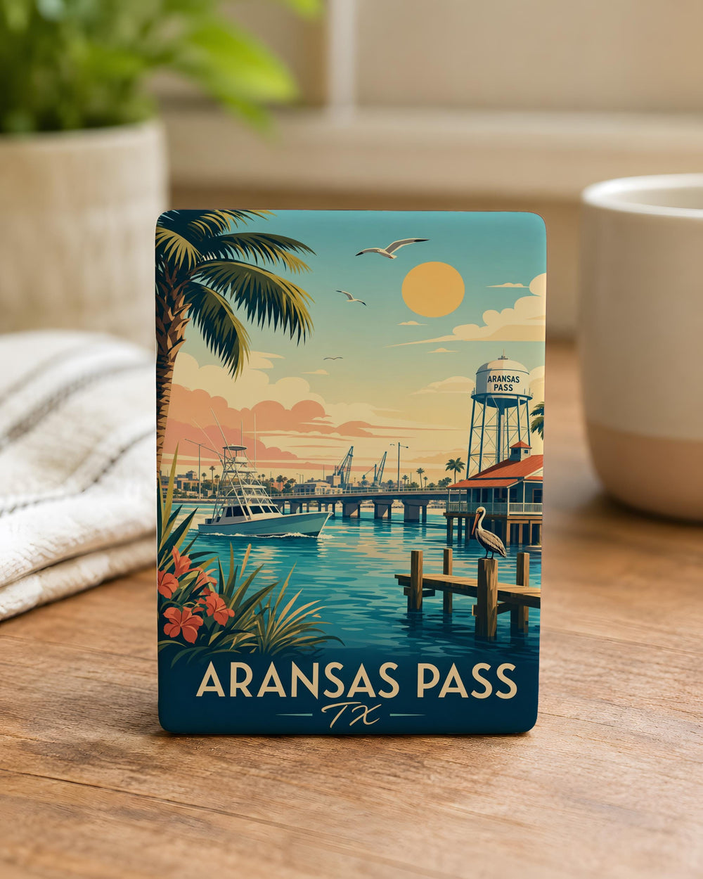 Aransas Pass TX Fridge Magnet, Texas Coastal Town Souvenir, Port Aransas Area Gift, Gulf Coast Travel Keepsake