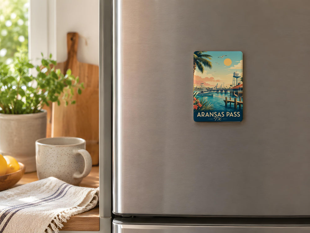 Aransas Pass TX Fridge Magnet, Texas Coastal Town Souvenir, Port Aransas Area Gift, Gulf Coast Travel Keepsake