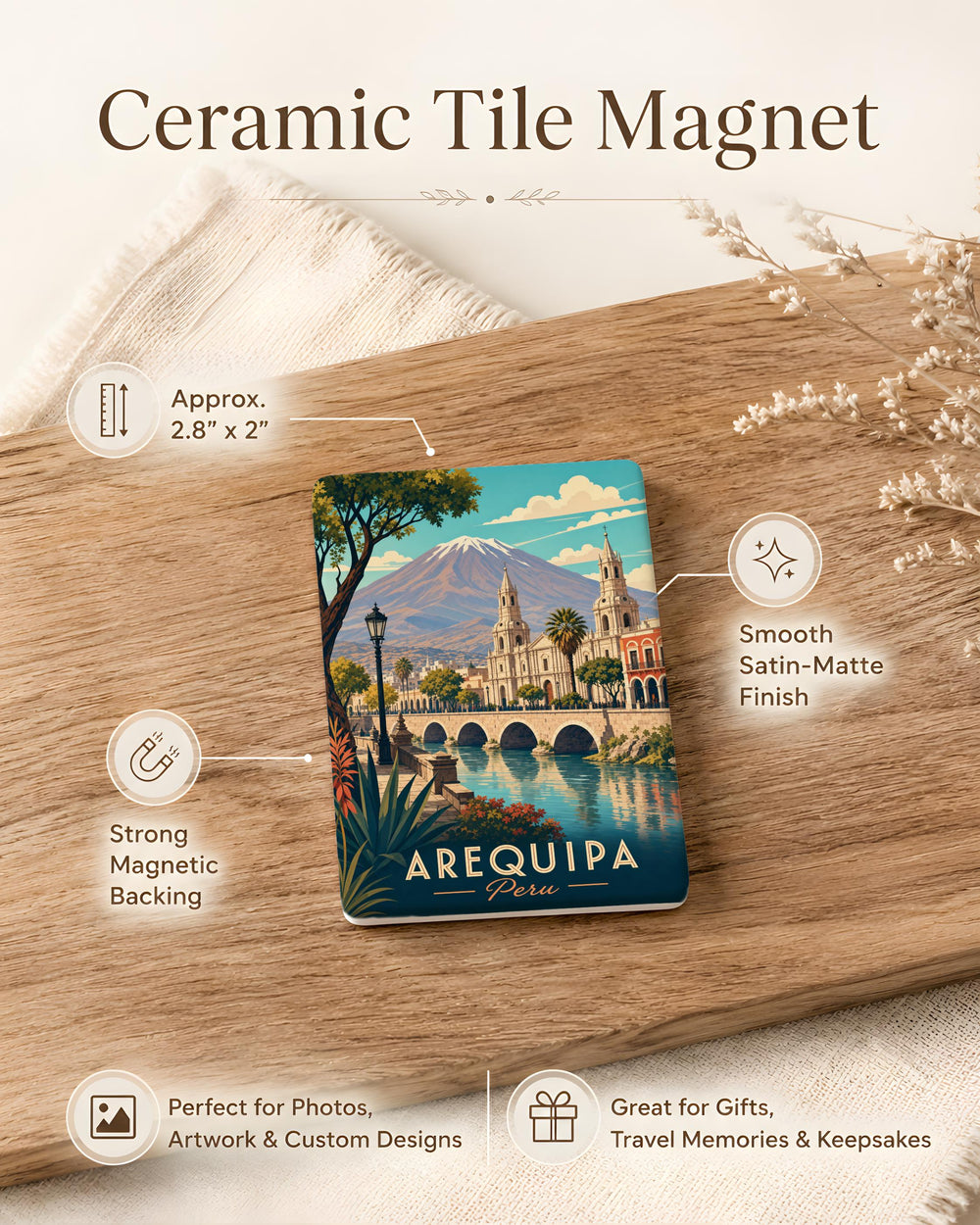 Arequipa Peru Fridge Magnet, Arequipa City Souvenir Magnet, Peru Travel Gift, Arequipa Landmark Keepsake Magnet