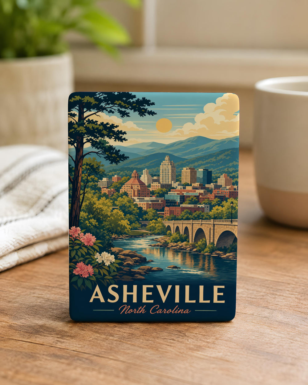Asheville North Carolina Fridge Magnet, Asheville NC Souvenir Magnet, Blue Ridge Mountains Travel Keepsake Magnet