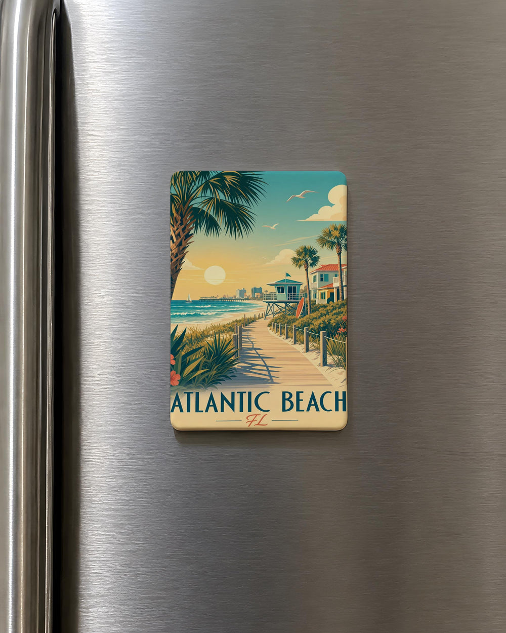 Atlantic Beach FL Fridge Magnet, Florida Beach Souvenir Magnet, Atlantic Beach Jacksonville Travel Gift, Coastal Vacation Keepsake