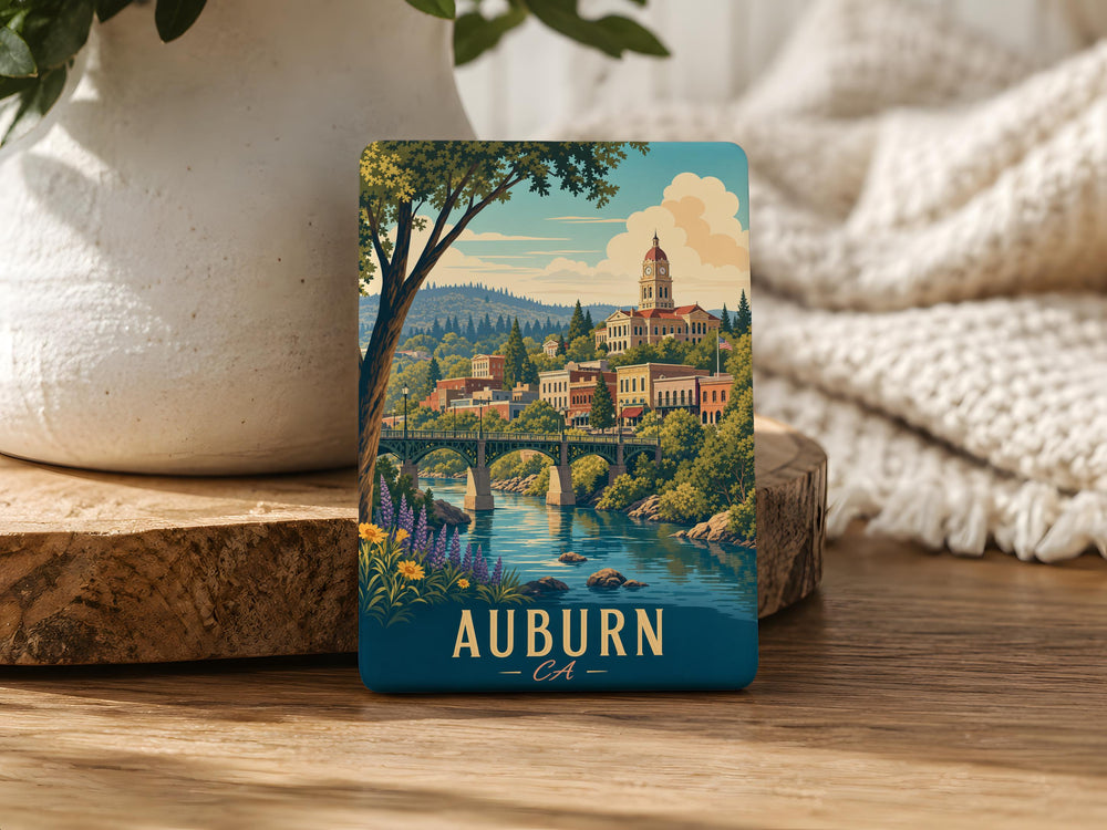 Auburn California Fridge Magnet, Auburn CA Souvenir Magnet, Sierra Foothills Travel Gift, Historic Gold Country Keepsake