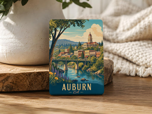 Auburn California Fridge Magnet, Auburn CA Souvenir Magnet, Sierra Foothills Travel Gift, Historic Gold Country Keepsake