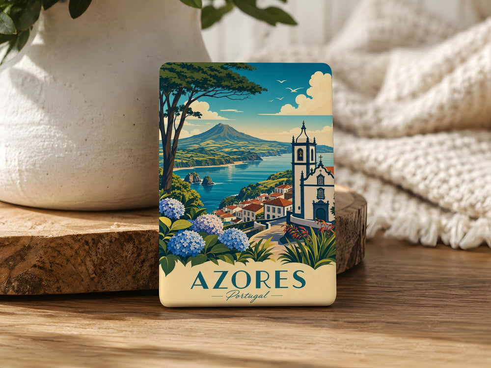 Azores Portugal Fridge Magnet, Azores Islands Souvenir Magnet, Ponta Delgada Travel Keepsake, Portugal Island Magnet
