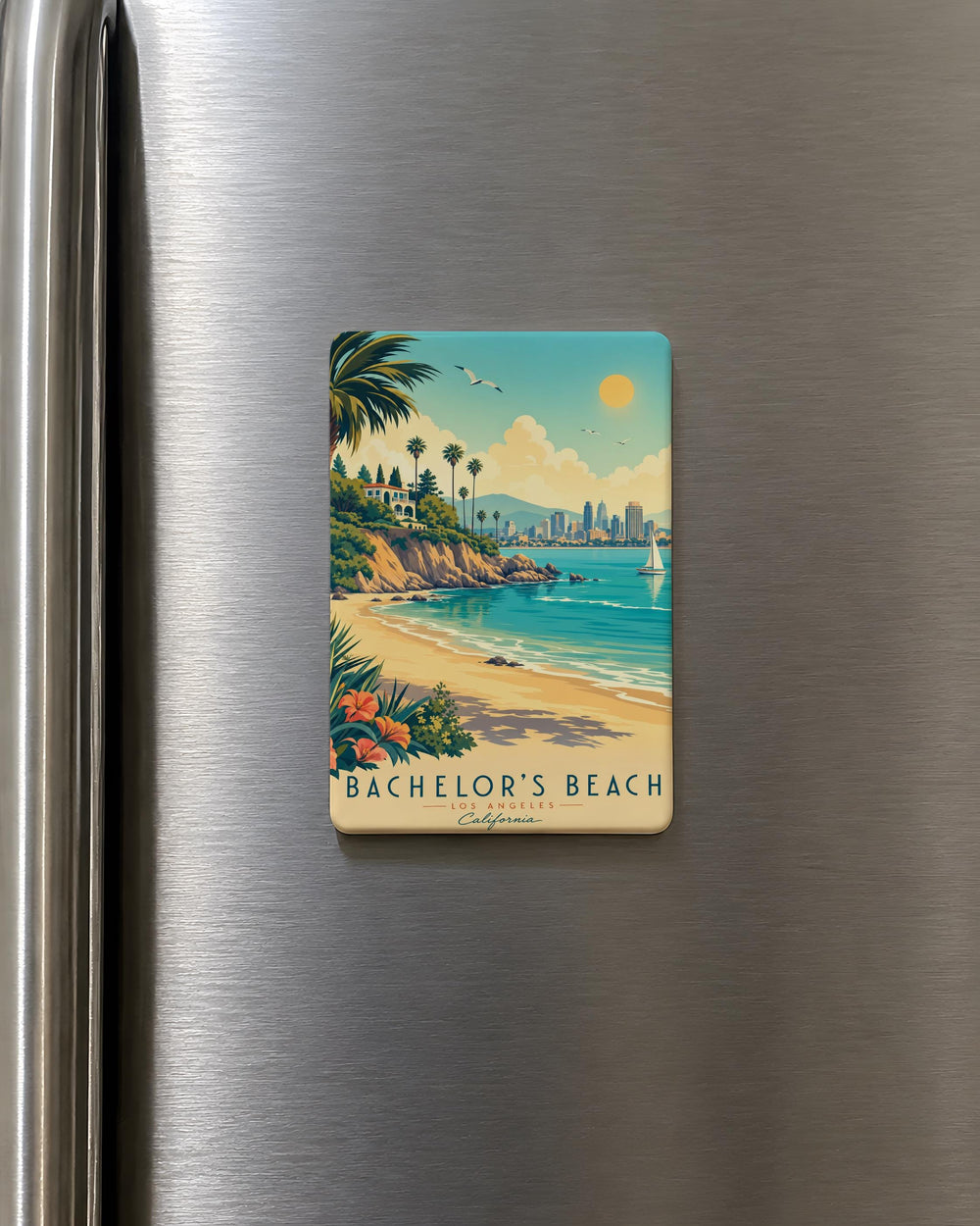 Bachelors Beach Fridge Magnet, Coastal Beach Scene Souvenir Magnet, Seaside Vacation Keepsake, Beach Lover Gift
