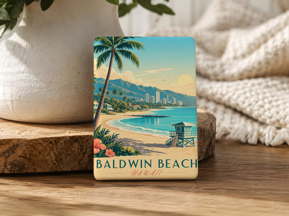 Baldwin Beach Fridge Magnet, Baldwin Beach Souvenir Magnet, Beach Vacation Keepsake, Coastal Travel Gift