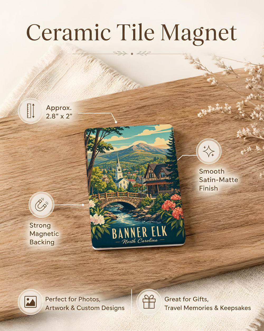Banner Elk North Carolina Fridge Magnet, Blue Ridge Mountains NC Souvenir Magnet, Banner Elk Town Travel Keepsake Magnet