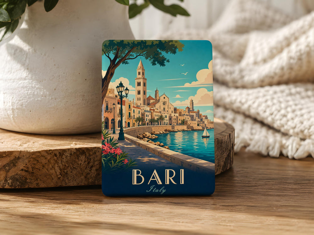 Bari Italy Fridge Magnet, Bari Souvenir Magnet, Puglia Travel Keepsake, Italy City Landmark Refrigerator Magnet