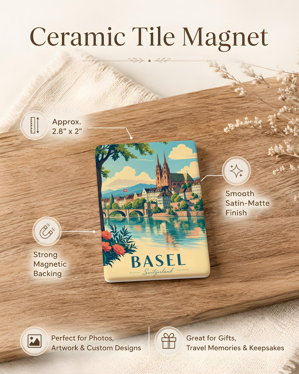 Basel Switzerland Fridge Magnet, Basel City Souvenir Magnet, Switzerland Travel Keepsake, Basel Landmark Refrigerator Magnet