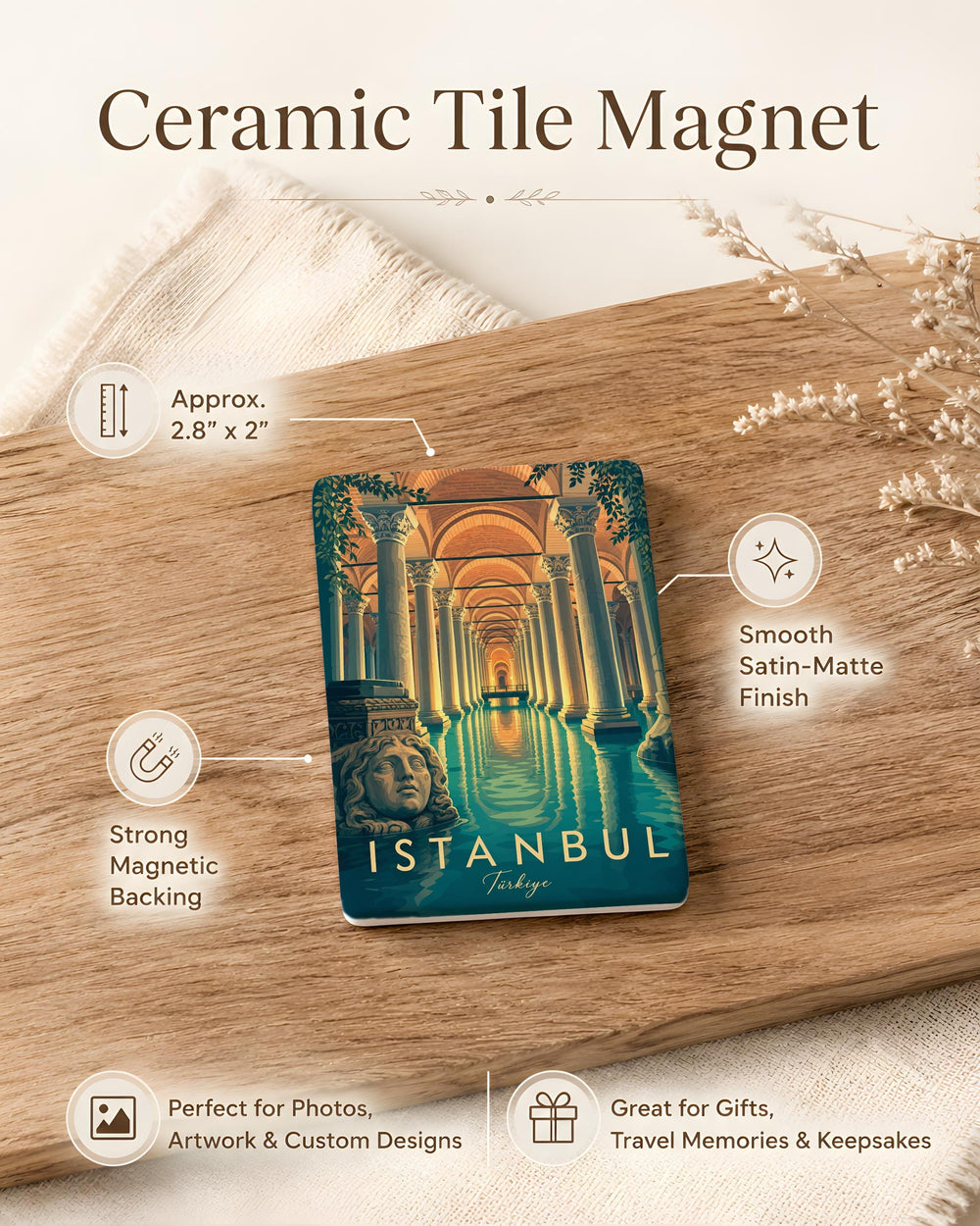 Basilica Cistern Fridge Magnet, Istanbul Underground Cistern Landmark Souvenir Magnet, Turkish Travel Gift Kitchen Decor