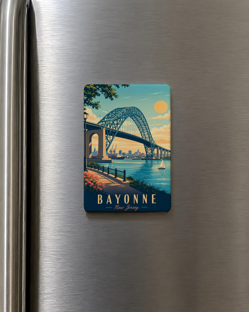 Bayonne Bridge Fridge Magnet, Staten Island to New Jersey Landmark Souvenir Magnet, New York Harbor Travel Gift