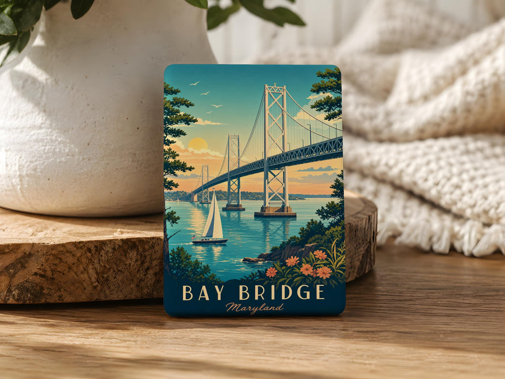 Bay Bridge Maryland Fridge Magnet, Chesapeake Bay Bridge Souvenir Magnet, Maryland Travel Gift, Coastal Landmark Magnet