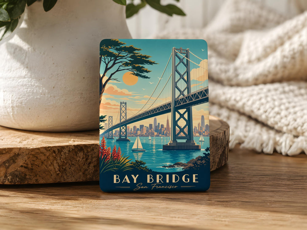 San Francisco Bay Bridge Fridge Magnet, California Landmark Souvenir, Bay Bridge Travel Gift, SF Waterfront Magnet