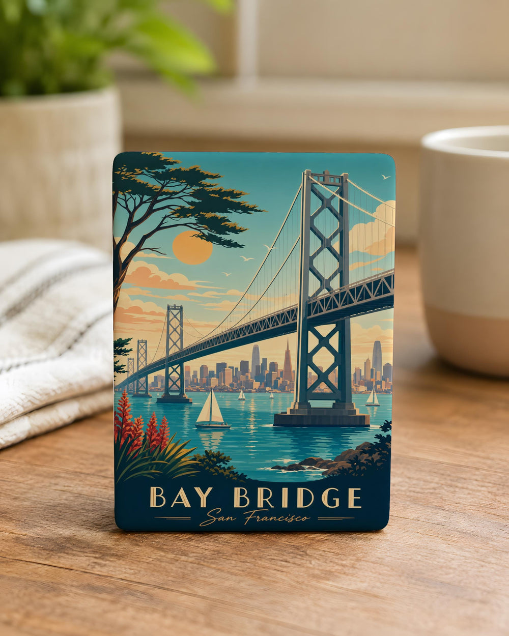 San Francisco Bay Bridge Fridge Magnet, California Landmark Souvenir, Bay Bridge Travel Gift, SF Waterfront Magnet