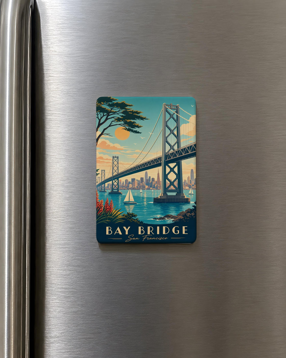 San Francisco Bay Bridge Fridge Magnet, California Landmark Souvenir, Bay Bridge Travel Gift, SF Waterfront Magnet