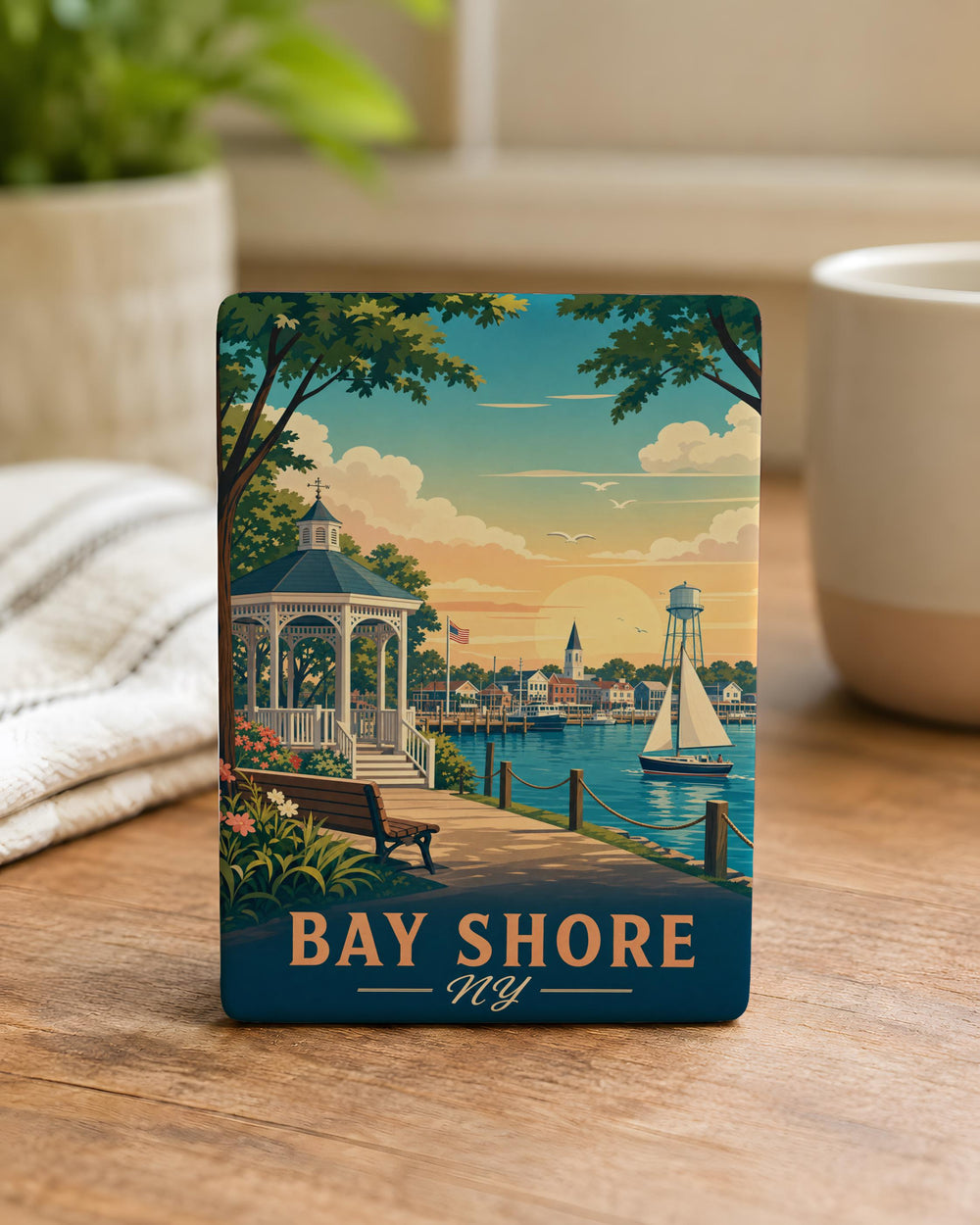 Bay Shore NY Fridge Magnet, Long Island New York Souvenir Magnet, Bay Shore Travel Keepsake, Coastal Town Gift