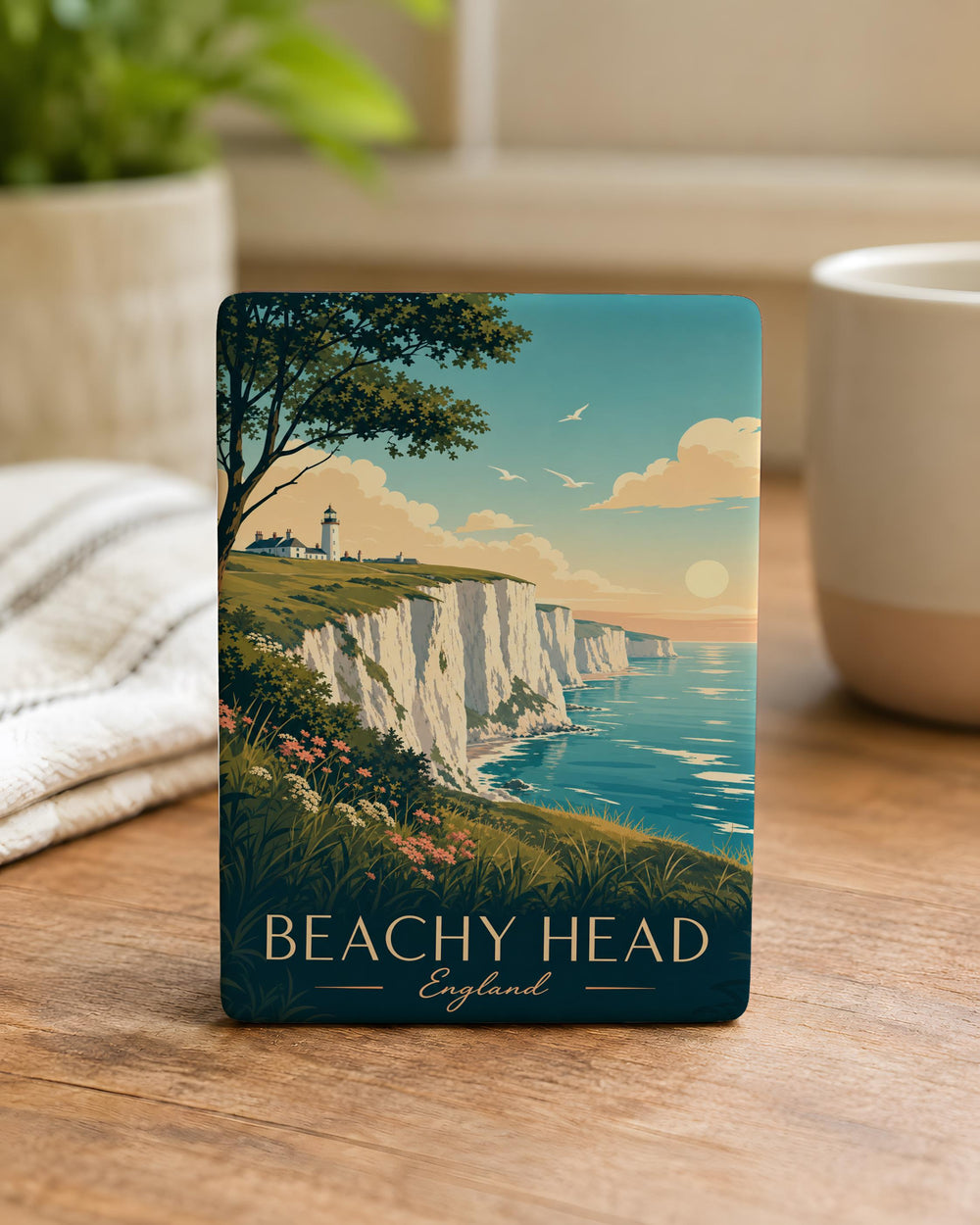 Beachy Head Fridge Magnet, England Coastal Cliff Landmark Souvenir, Seaside Nature Travel Gift