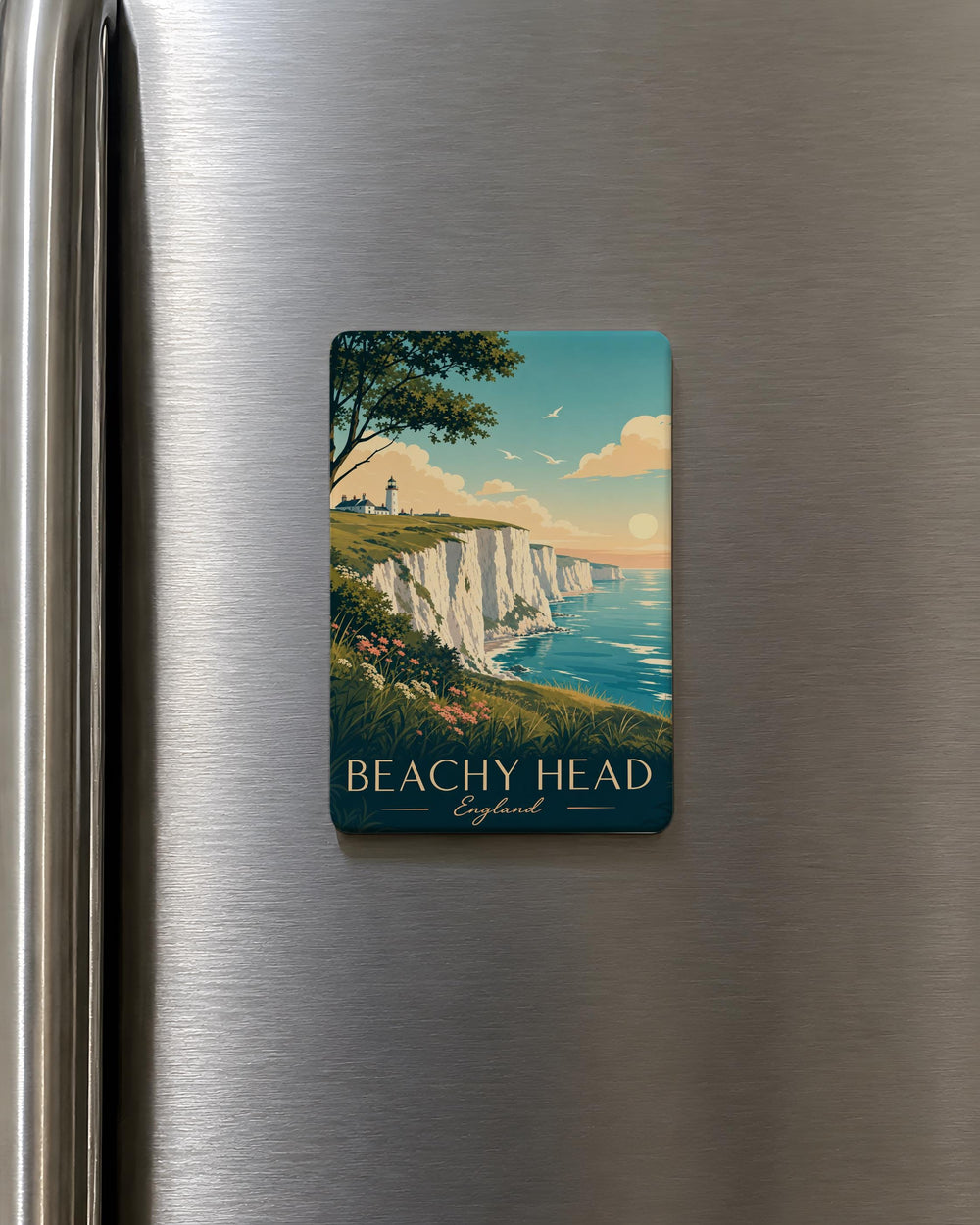 Beachy Head Fridge Magnet, England Coastal Cliff Landmark Souvenir, Seaside Nature Travel Gift