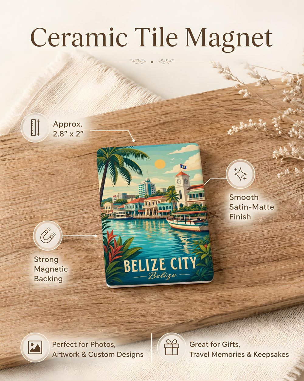 Belize City Belize Fridge Magnet, Belize Souvenir Magnet, Belize City Travel Gift, Belize Vacation Keepsake, Central America Magnet