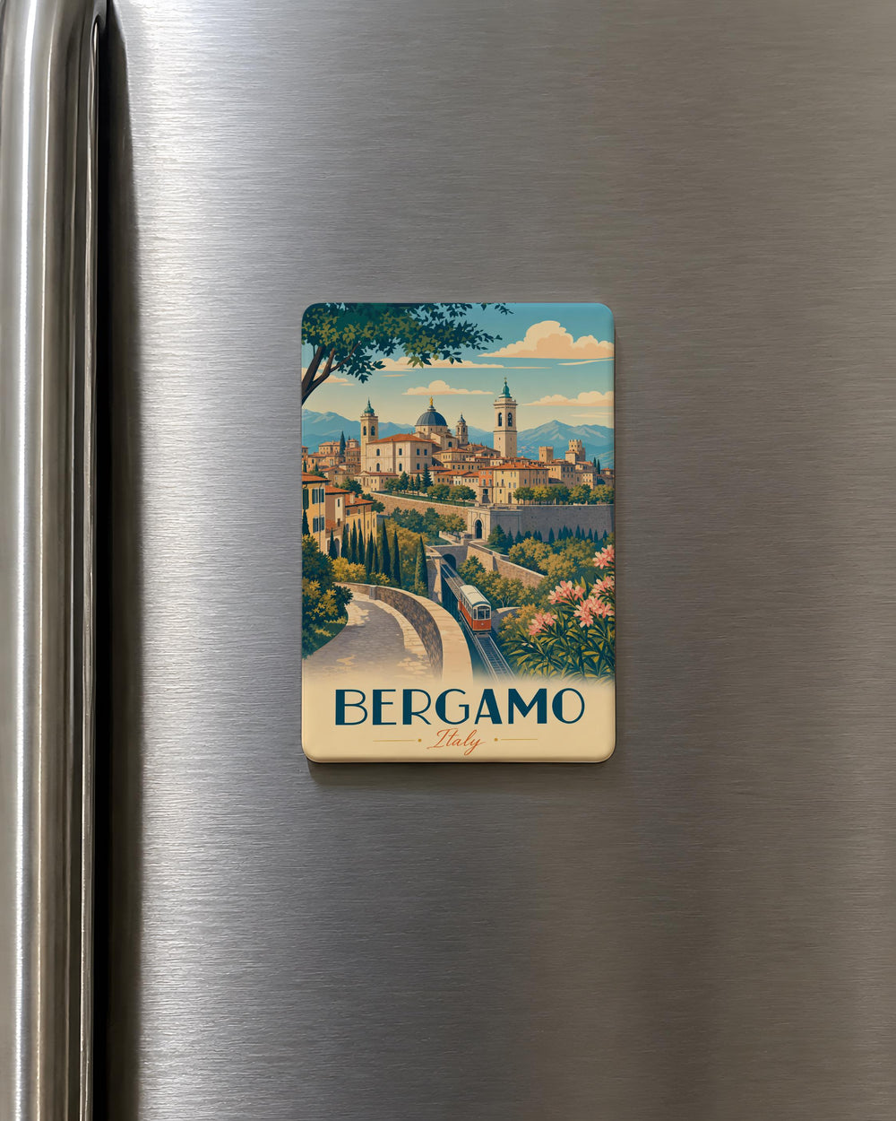 Bergamo Italy Fridge Magnet, Bergamo Souvenir Magnet, Italy Travel Gift, Bergamo City Landmark Keepsake Magnet