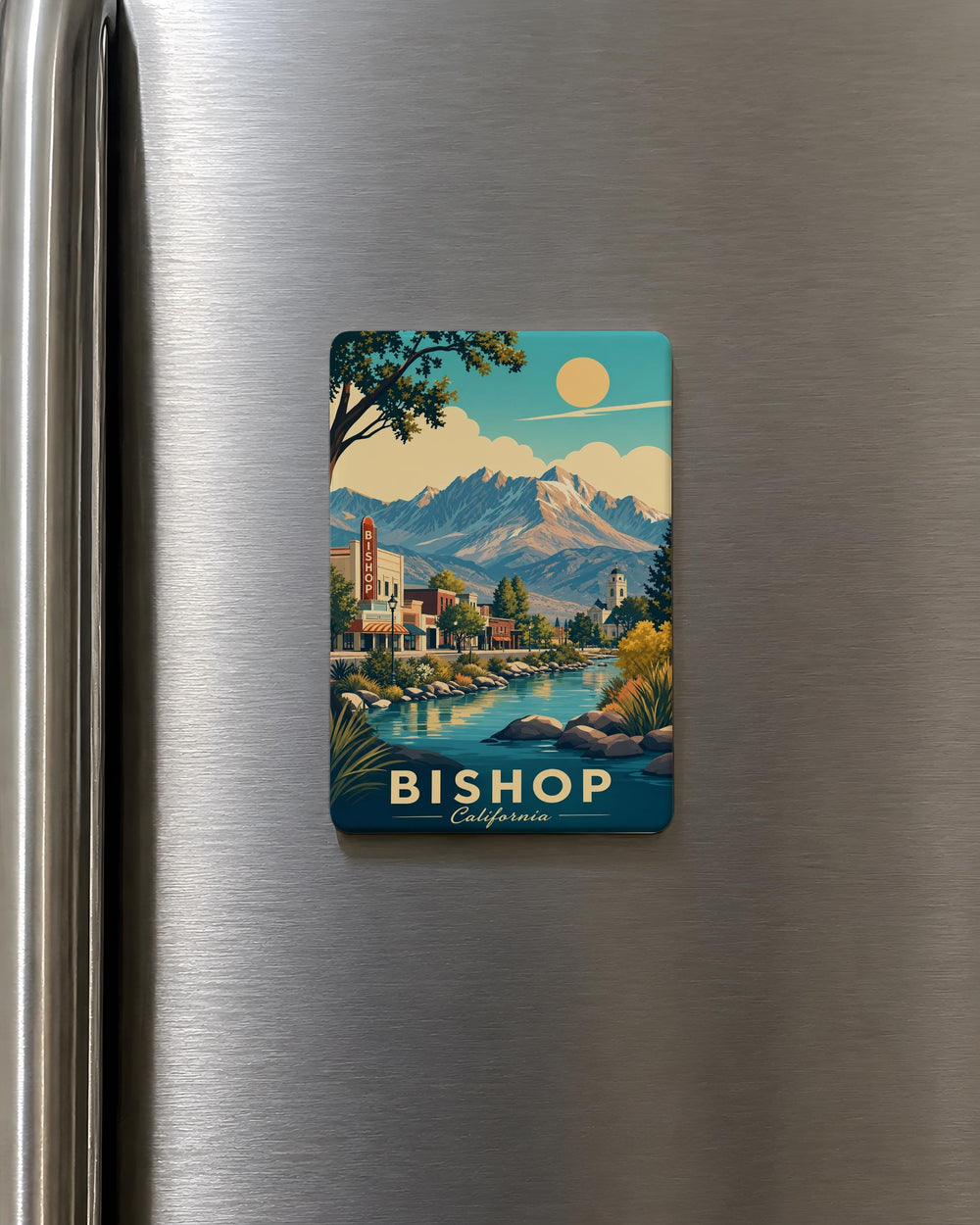 Bishop CA Fridge Magnet, Bishop California Souvenir Magnet, Eastern Sierra Travel Keepsake, Owens Valley Landmark Magnet
