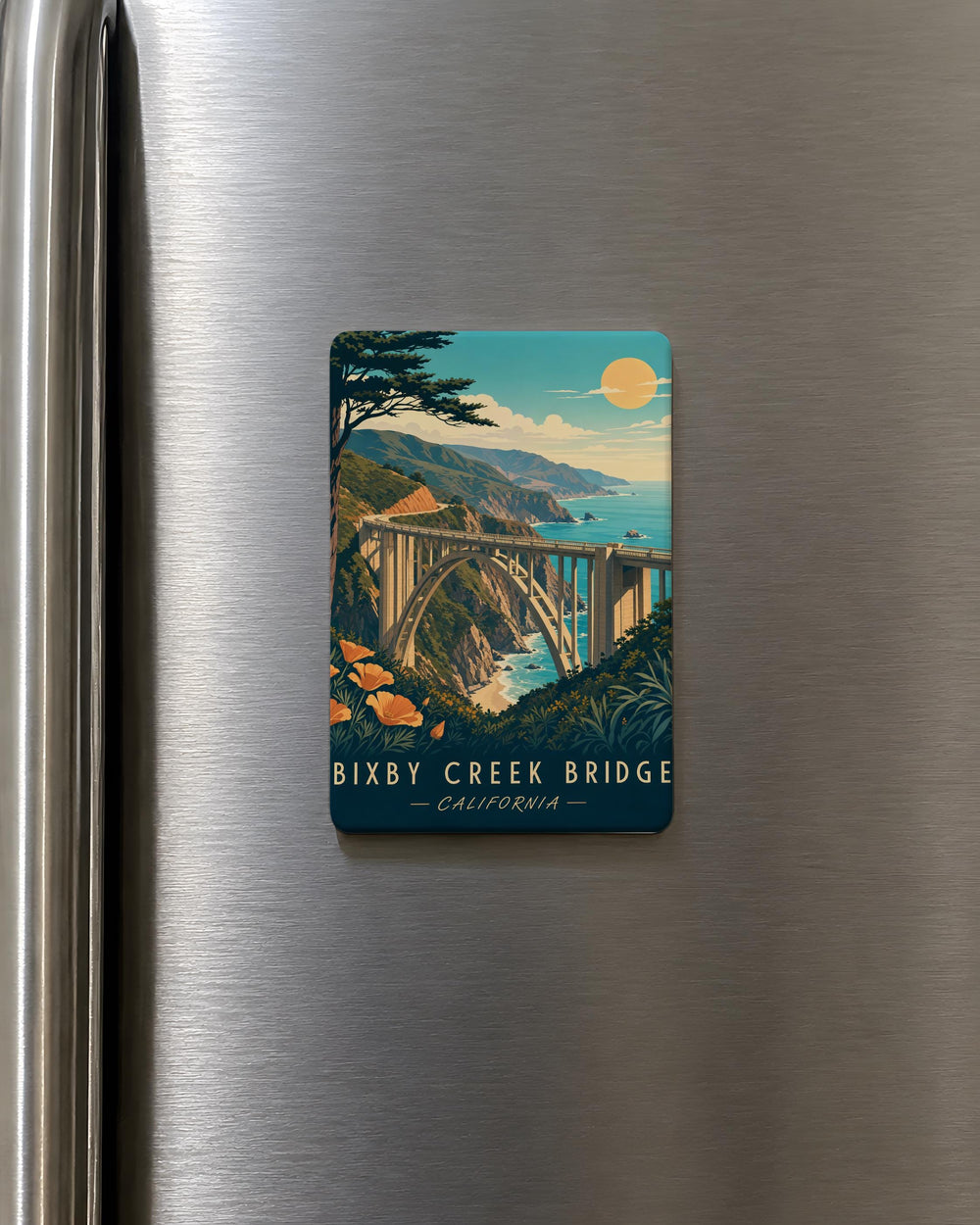 Bixby Creek Bridge Fridge Magnet, Big Sur California Coastal Landmark Souvenir Magnet, Scenic Highway 1 Travel Gift
