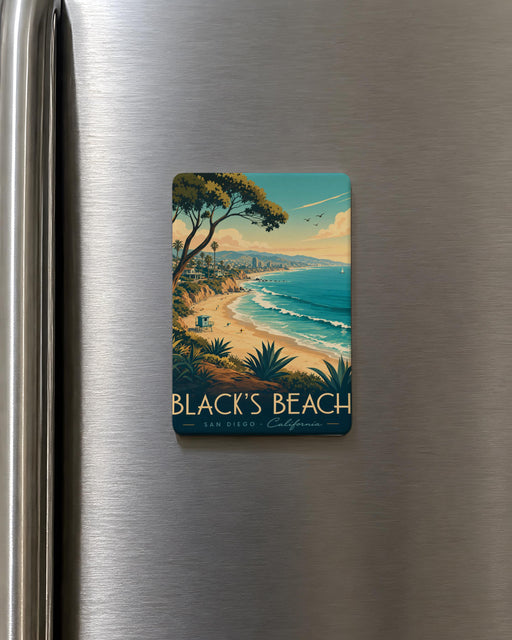 Blacks Beach Fridge Magnet, San Diego California Coastal Beach Souvenir Magnet, Ocean Shoreline Travel Keepsake Magnet