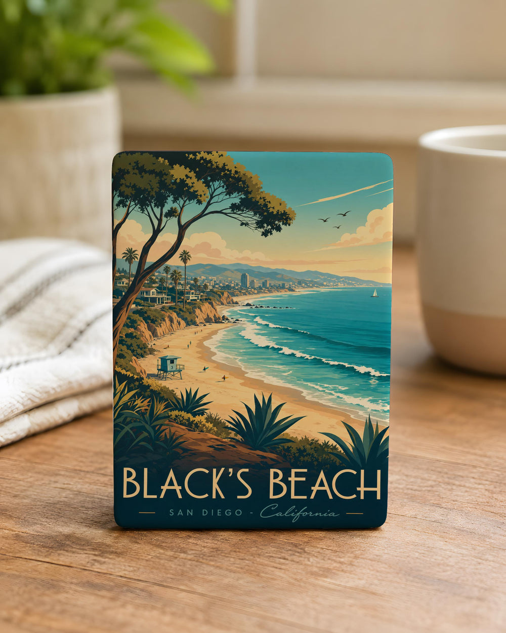 Blacks Beach Fridge Magnet, San Diego California Coastal Beach Souvenir Magnet, Ocean Shoreline Travel Keepsake Magnet