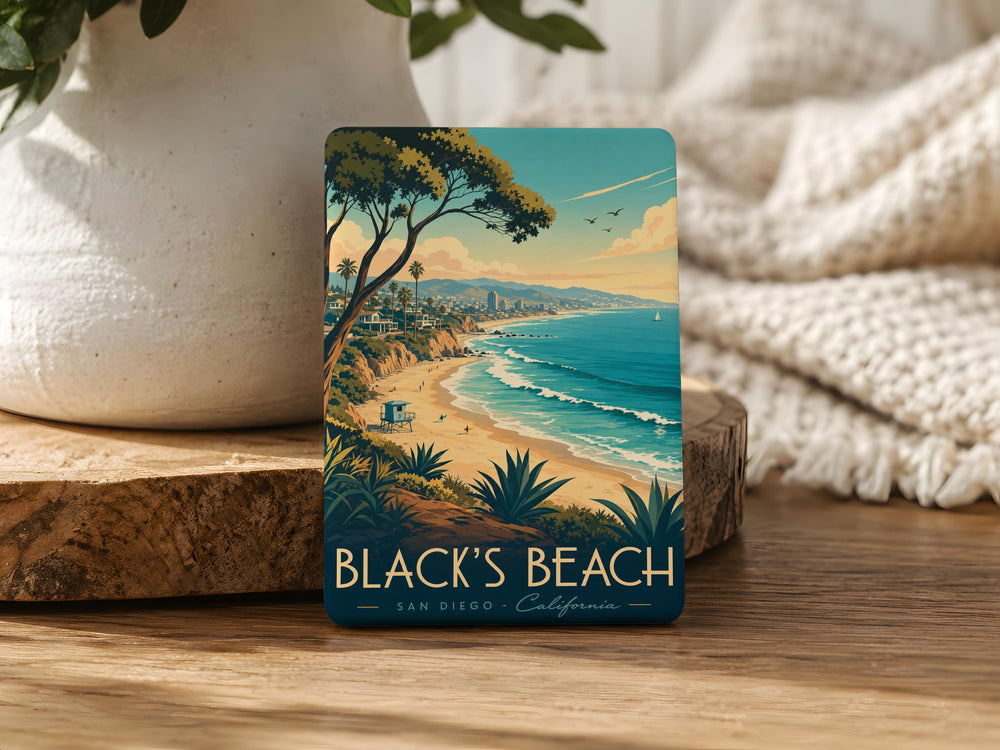 Blacks Beach Fridge Magnet, San Diego California Coastal Beach Souvenir Magnet, Ocean Shoreline Travel Keepsake Magnet