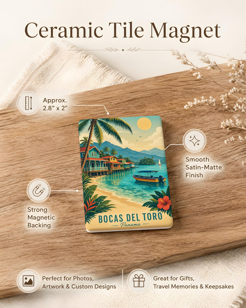 Bocas del Toro Panama Fridge Magnet, Caribbean Island Travel Souvenir, Tropical Beach Vacation Keepsake, Panama Gift Magnet