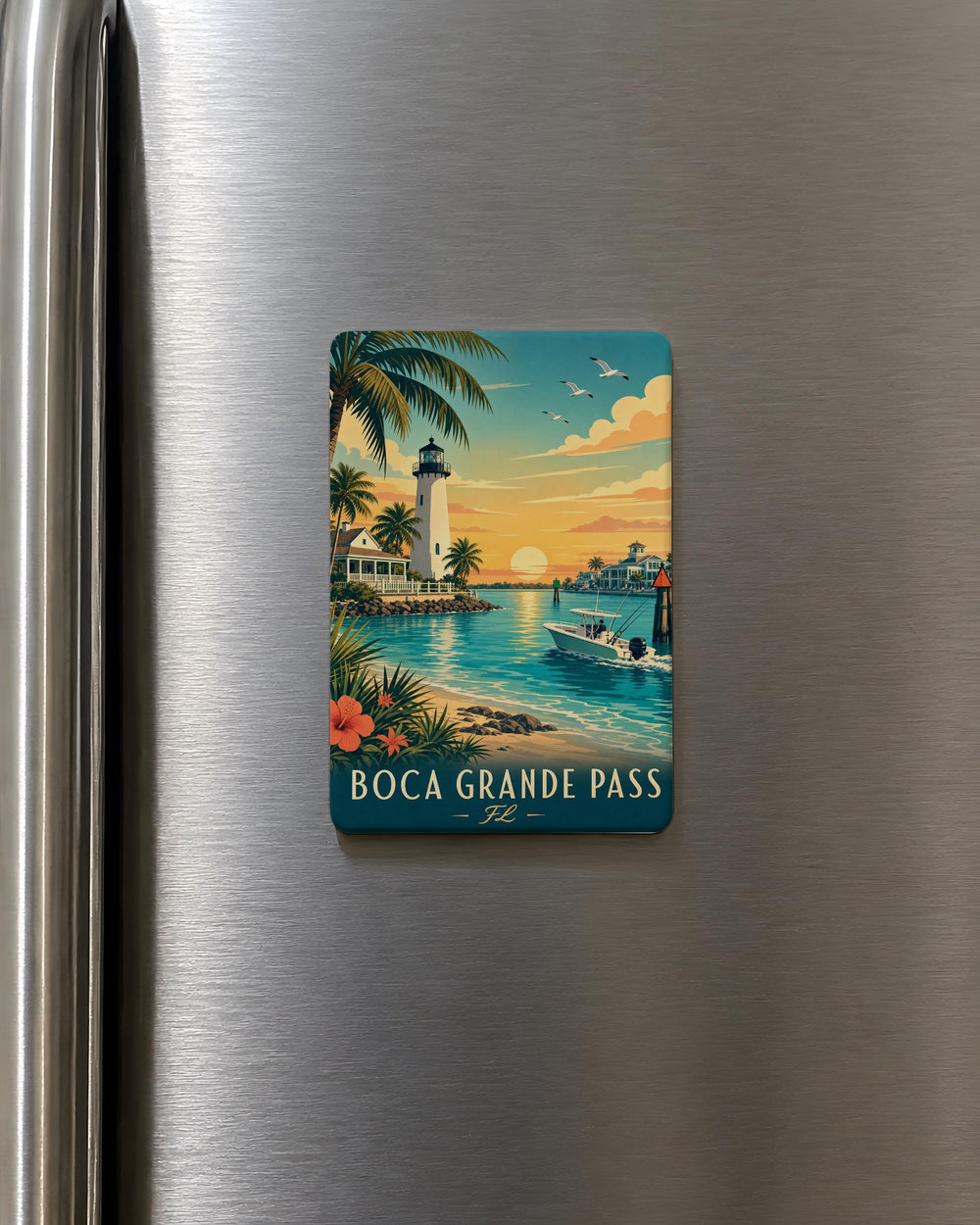 Boca Grande Pass FL Fridge Magnet, Florida Coastal Pass Souvenir Magnet, Gulf Coast Travel Keepsake, Beach Town Gift
