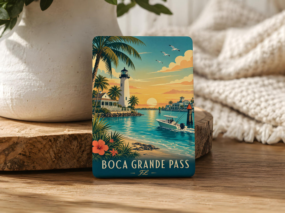 Boca Grande Pass FL Fridge Magnet, Florida Coastal Pass Souvenir Magnet, Gulf Coast Travel Keepsake, Beach Town Gift