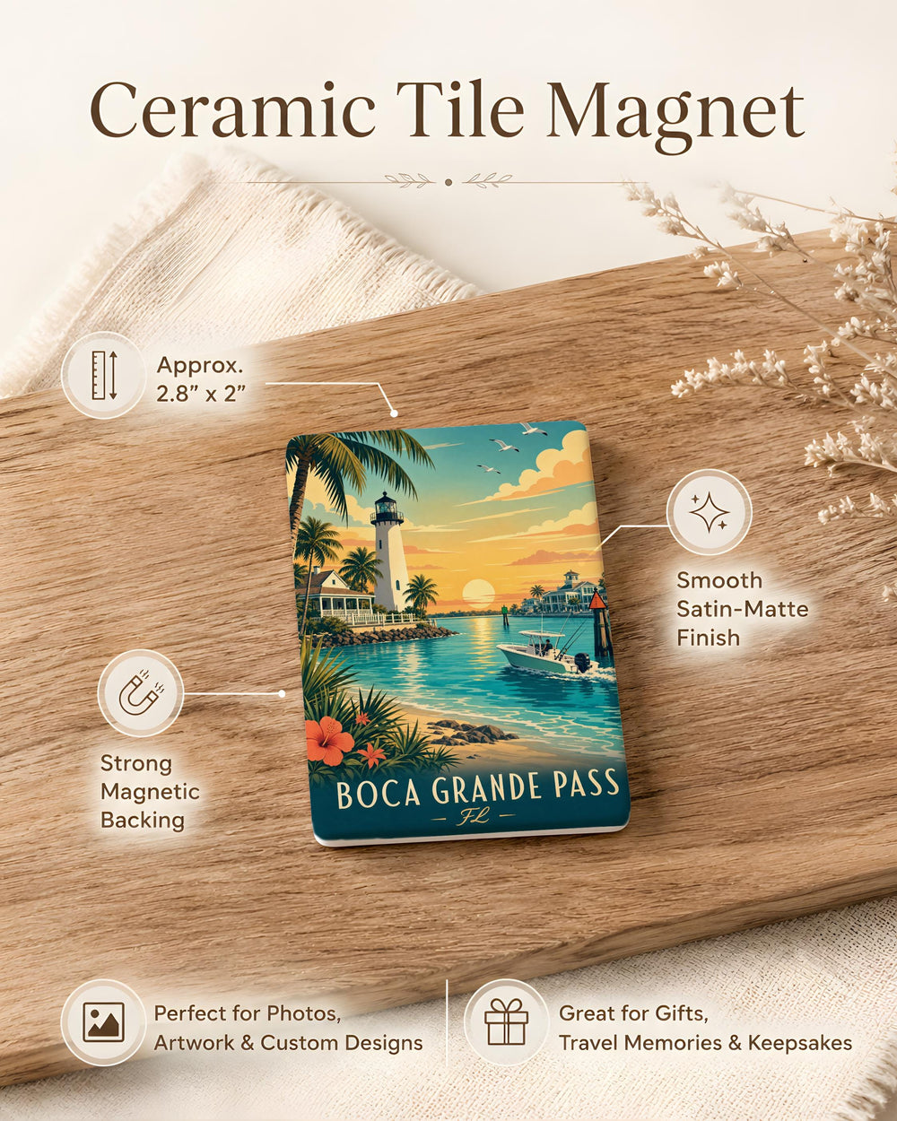 Boca Grande Pass FL Fridge Magnet, Florida Coastal Pass Souvenir Magnet, Gulf Coast Travel Keepsake, Beach Town Gift