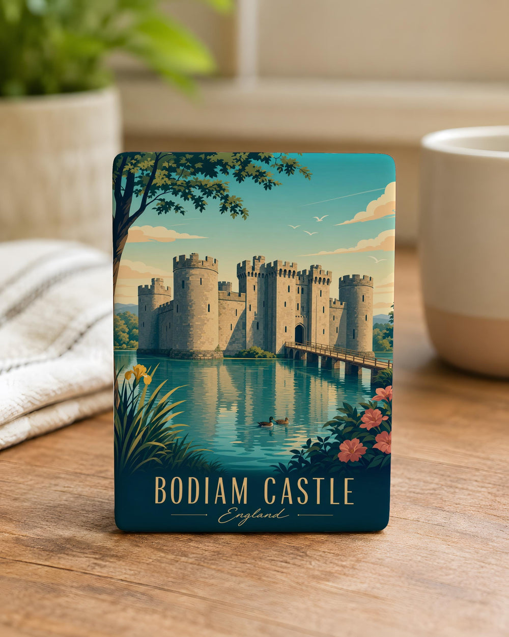 Bodiam Castle Fridge Magnet, England Medieval Fortress Landmark Souvenir Magnet, Historic Castle Kitchen Decor Gift
