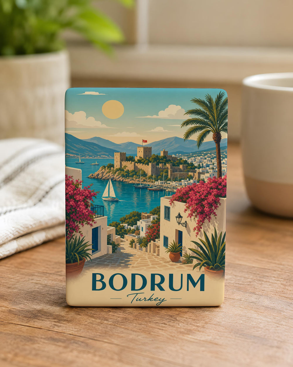 Bodrum Turkey Fridge Magnet, Bodrum Travel Souvenir Magnet, Turkey Vacation Keepsake, Coastal Town Landmark Magnet