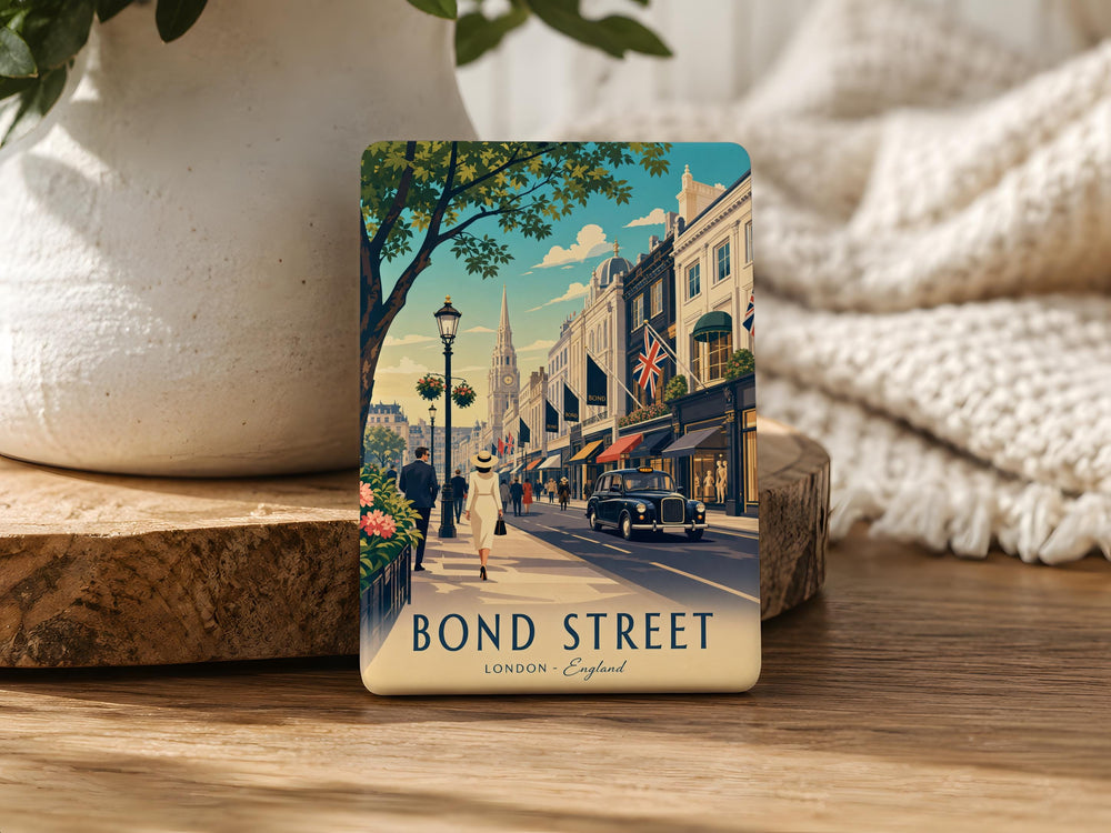 Bond Street Fridge Magnet, Bond Street London Souvenir Magnet, UK Travel Gift, City Landmark Keepsake Magnet
