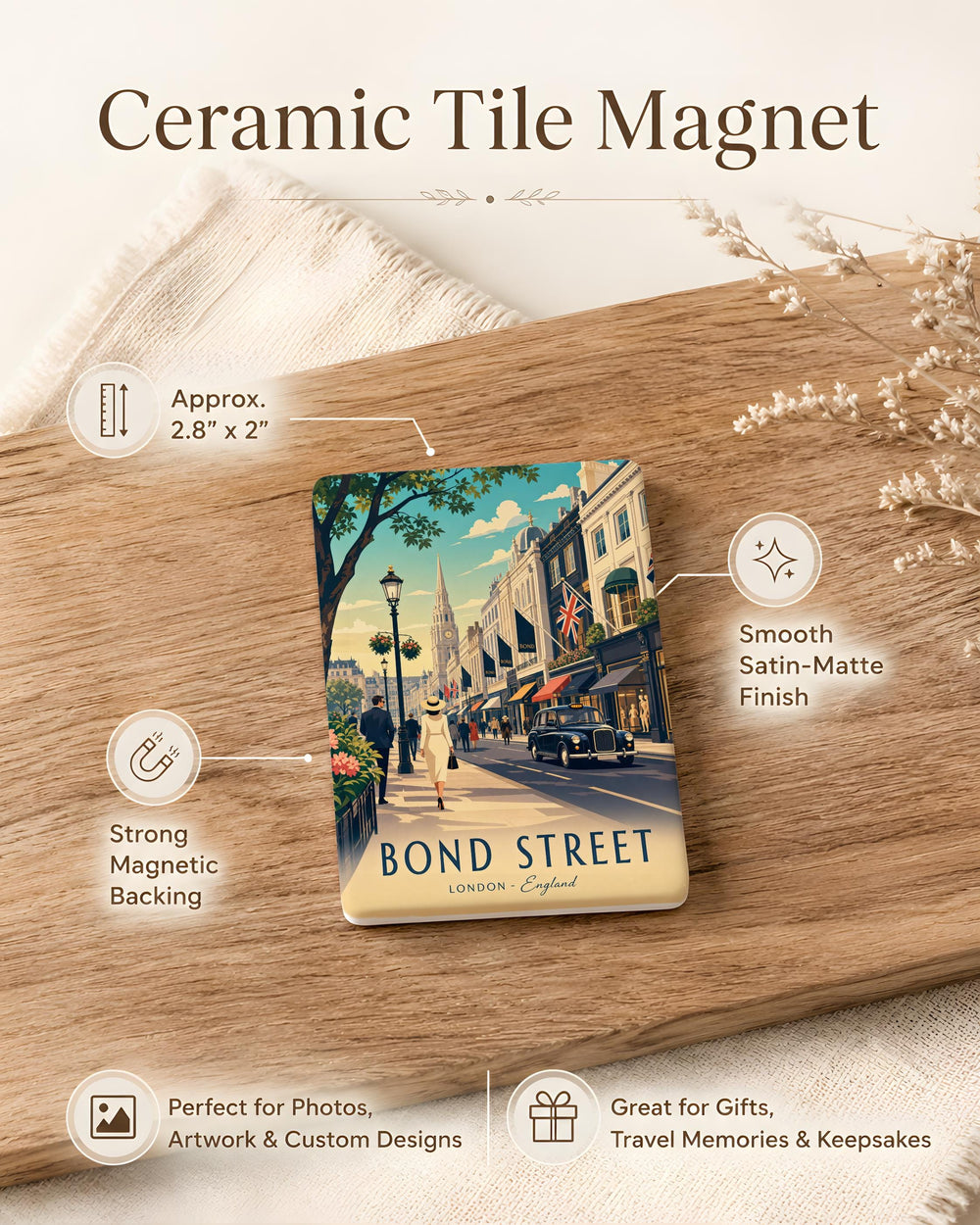 Bond Street Fridge Magnet, Bond Street London Souvenir Magnet, UK Travel Gift, City Landmark Keepsake Magnet