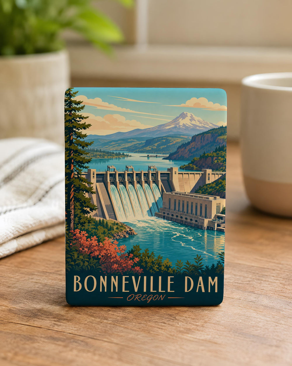 Bonneville Dam Fridge Magnet, Columbia River Hydroelectric Dam Souvenir, Pacific Northwest Landmark Magnet