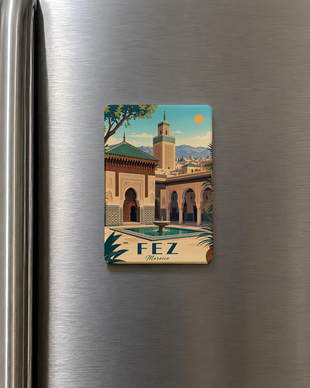 Bou Inania Madrasa Fridge Magnet, Fez Morocco Landmark Souvenir Magnet, Islamic Architecture Travel Gift, Moroccan Decor Magnet