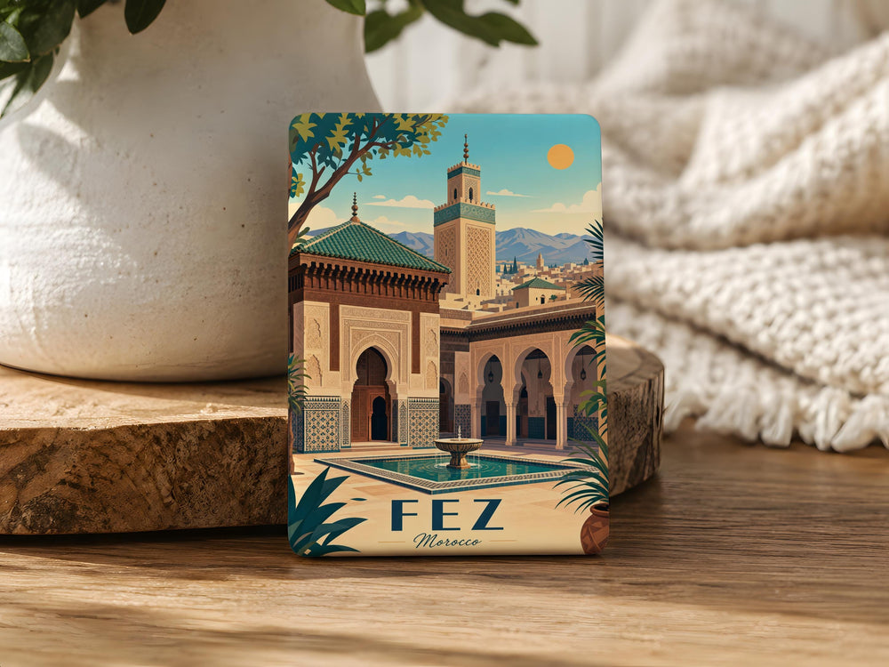 Bou Inania Madrasa Fridge Magnet, Fez Morocco Landmark Souvenir Magnet, Islamic Architecture Travel Gift, Moroccan Decor Magnet