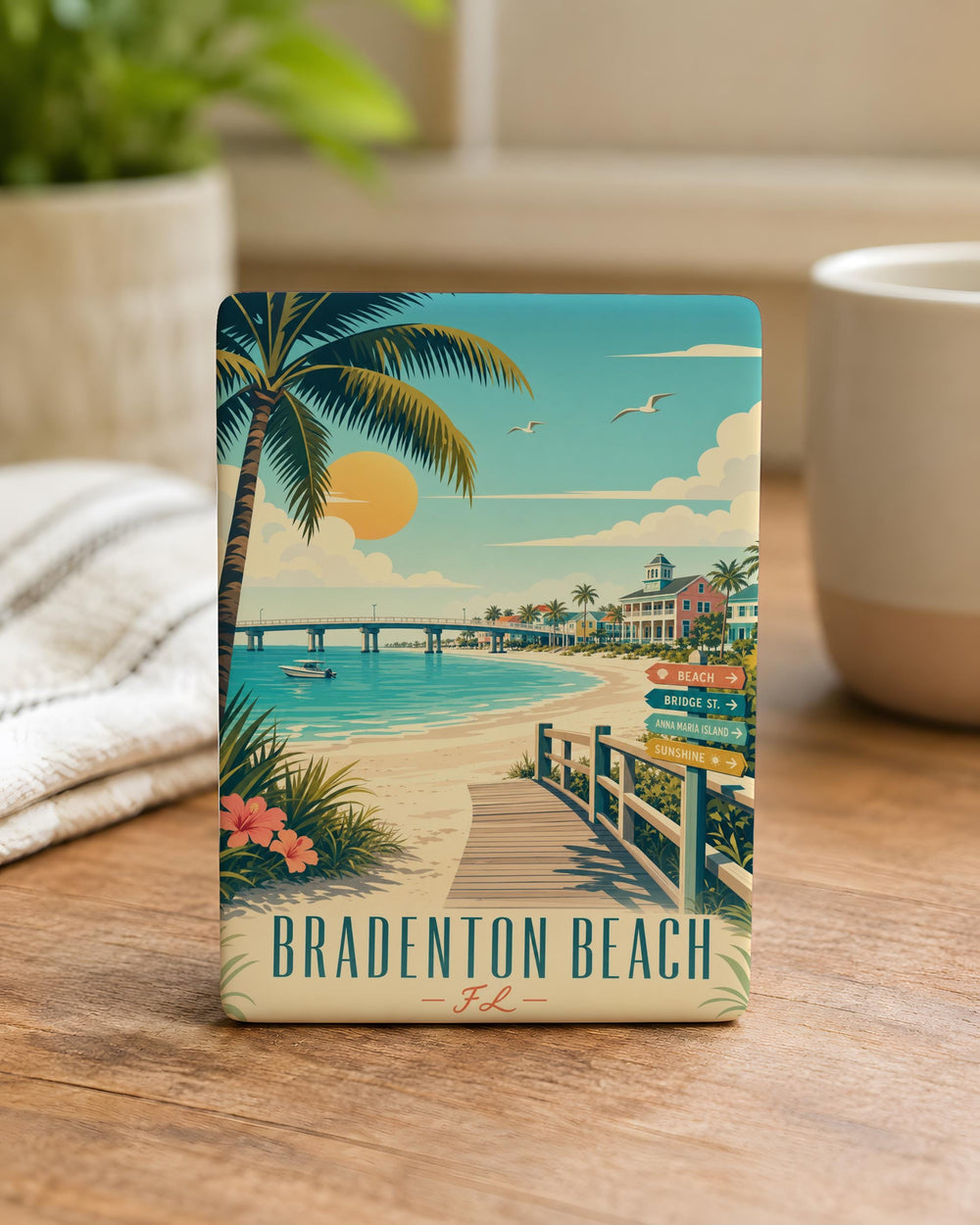 Bradenton Beach FL Fridge Magnet, Florida Gulf Coast Souvenir, Anna Maria Island Travel Keepsake, Beach Town Magnet