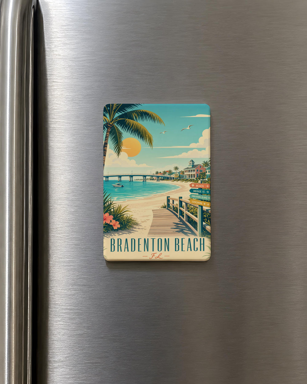 Bradenton Beach FL Fridge Magnet, Florida Gulf Coast Souvenir, Anna Maria Island Travel Keepsake, Beach Town Magnet