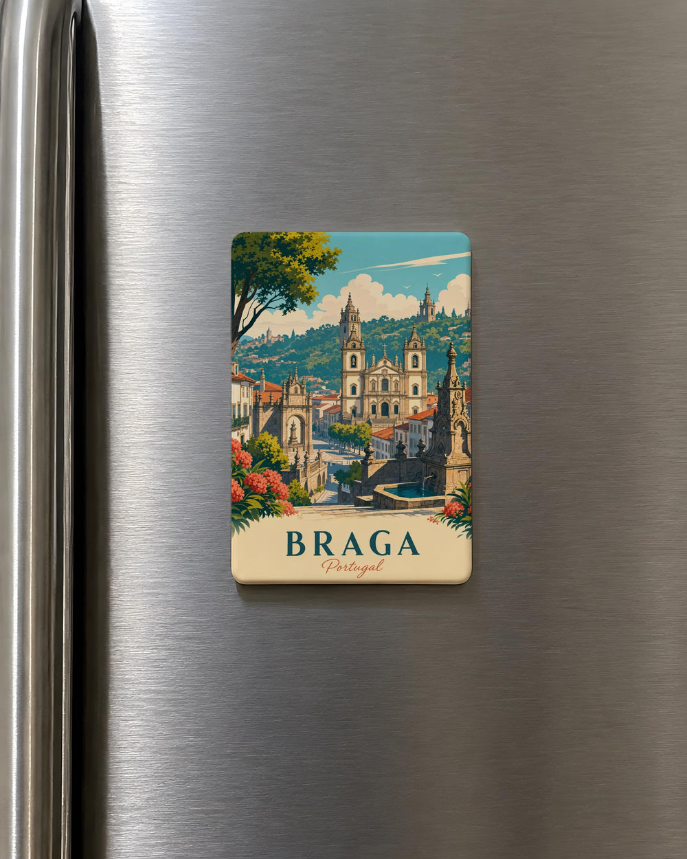 Braga Portugal Fridge Magnet, Braga City Souvenir Magnet, Portugal Travel Gift, Braga Landmark Keepsake Magnet