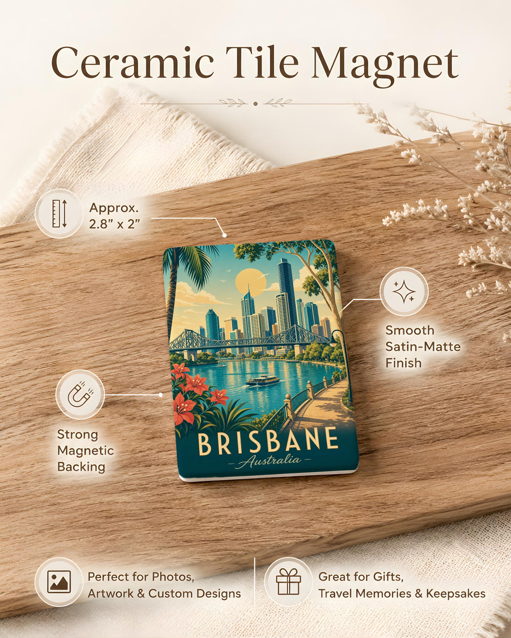 Brisbane Australia Fridge Magnet, Brisbane City Souvenir Magnet, Queensland Travel Gift, Australia Landmark Keepsake Magnet
