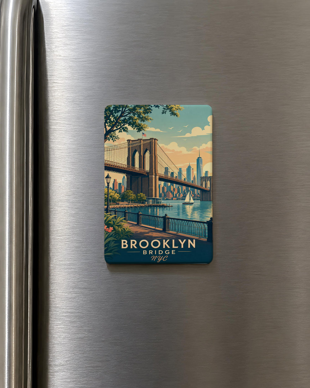 Brooklyn Bridge NYC Fridge Magnet, New York City Landmark Souvenir Magnet, Brooklyn Bridge New York Travel Gift Magnet