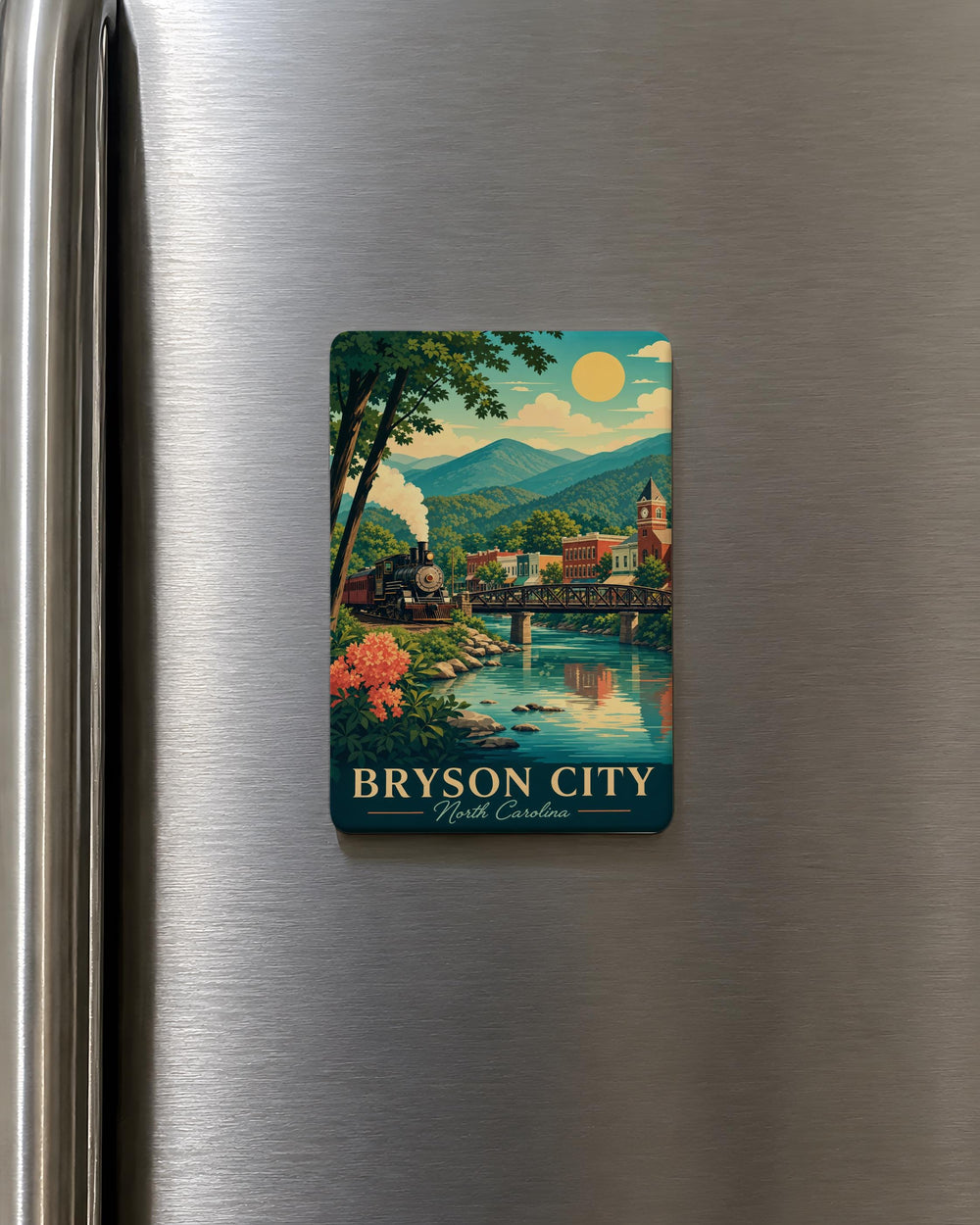 Bryson City NC Fridge Magnet, Great Smoky Mountains Souvenir, North Carolina Travel Keepsake, Mountain Town Gift